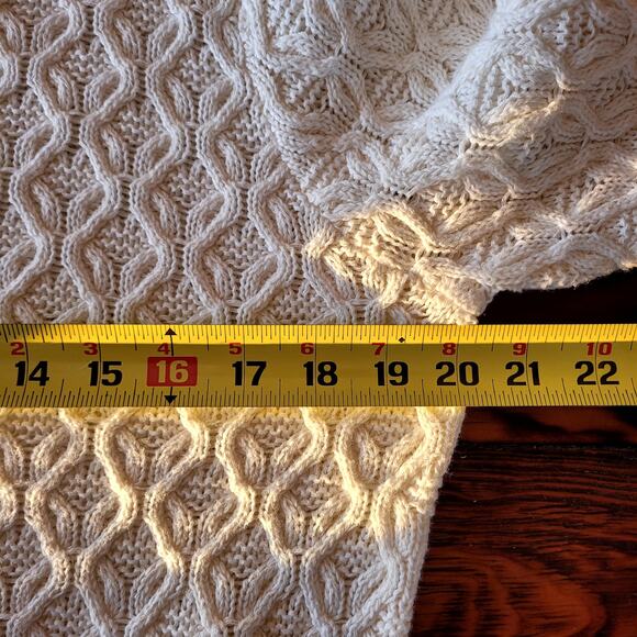 Jeanne Pierre Fisherman Cable Knit Ivory Sweater Sz M - Picture 5 of 5